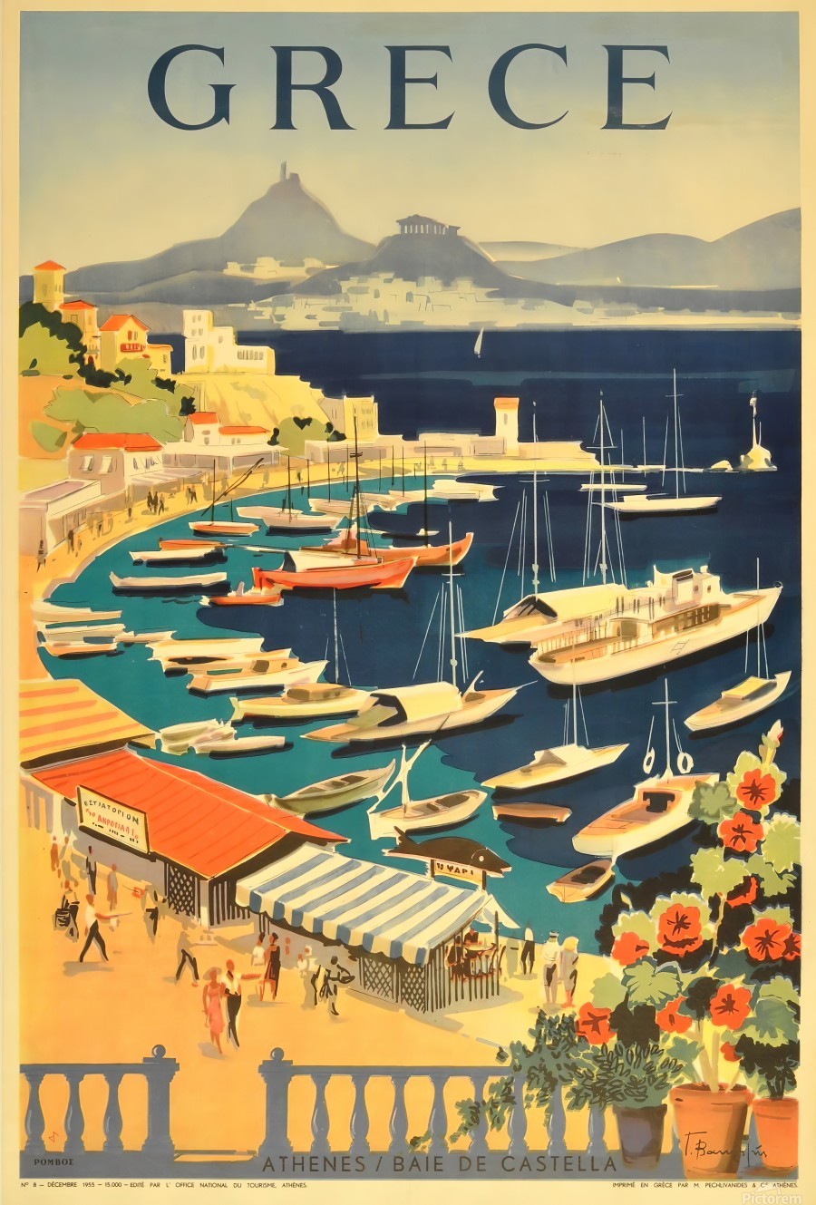 Greece original vintage travel poster  Print